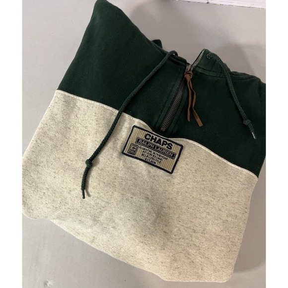 Vtg Chaps Ralph Lauren Mens Pullover 1/4 Zip Sweatshirt Med Color Block - Picture 8 of 8